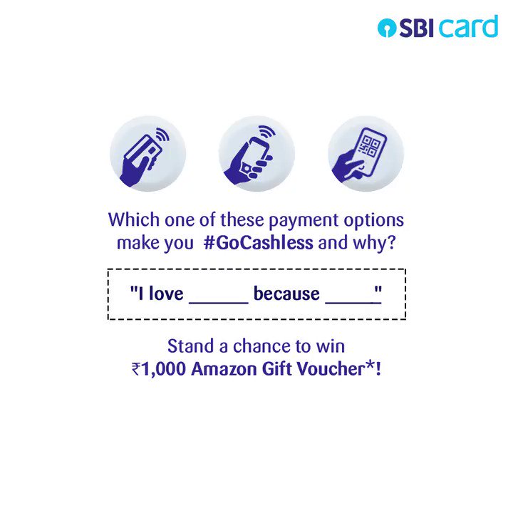 Have you switched to contactless payments yet?
Out of โTap My Cardโ, โSBI Card Payโ or โScan to Payโ which one do you #GoCashless with and why? Comment your answer below in the format โI love__ because__โ & win a chance to get an Amazon Gift Voucher worth โน1000! #ContestAlert https://t.co/EQ1peGor9d
