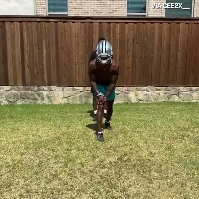 .@_CeeDeeThree putting in work in the @dallascowboys helmet 🤩 (via @thecheckdown) https://t.co/P0q5bsTpms
