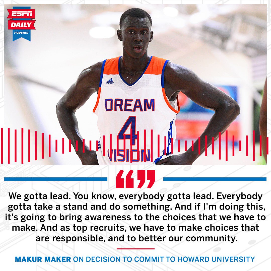 🚨 On ESPN Daily: I have the very first interview with @HowardU commit @MakurMaker, the first 5-star, top-20 prospect to pick an HBCU in the one-and-done era. Plus: @HUMensBB coach Kenny Blakeney explains how in the hell he’s making all this happen. 🚨 https://t.co/dXegwXRoFh https://t.co/WeIhB5JdPB