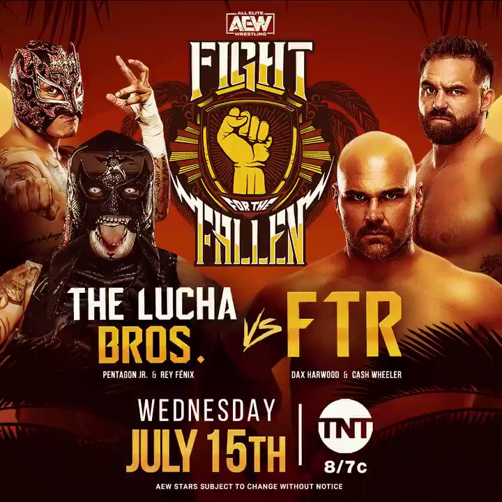 TAZ (@OfficialTAZ) on Twitter photo 2020-07-12 20:48:45 Two extremely successful tag teams with two completely different mindsets, visions & abilities! This looks like it’s going to be pretty bad ass! LIVE this Wednesday #FightForTheFallen #AEWDynamite @tntdrama @ReyFenixMx @PENTAELZEROM @DaxHarwood @CashWheelerFTR Two extremely successful tag teams with two completely different mindsets, visions & abilities! This looks like it’s going to be pretty bad ass! LIVE this Wednesday #FightForTheFallen #AEWDynamite @tntdrama @ReyFenixMx @PENTAELZEROM @DaxHarwood @CashWheelerFTR