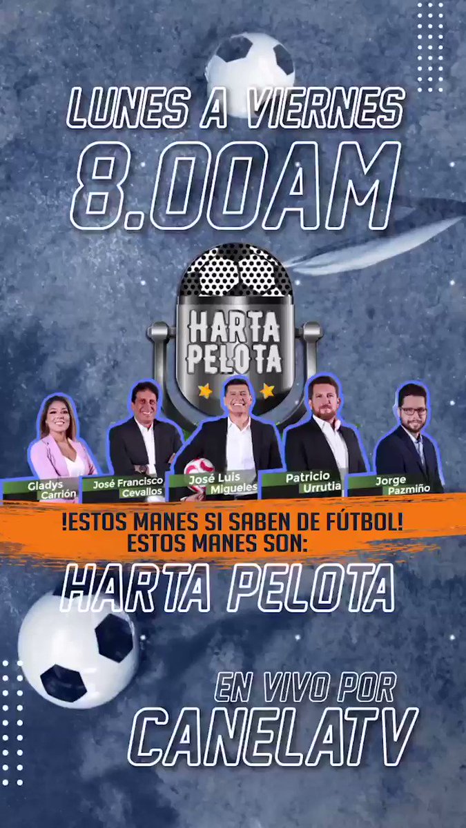 #EnPocosMinutos @hartapelotafm Invitado de lujo #CarlosManzur @checrallah Directivo @FEFecuador junto a @dtAlex_Aguinaga @miguelesjluis @japazmi @GladysCarrion @panchocevallosv @PatoUrrutia8 solo por @LaRadioRedonda y @CANELATV Te Esperamos https://t.co/mZvJnIkv8I