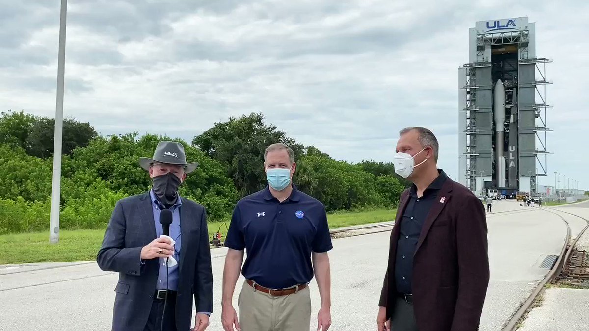 At today's #AtlasV rollout @JimBridenstine, @Dr_ThomasZ and @ToryBruno talked about the Mars 2020 mission with @NASAPersevere and the Atlas V 541 rocket that will launch it to the red planet. "Go Atlas! Go Centaur! Go Perseverance!" #CountdownToMars https://t.co/nmGtzql6L0