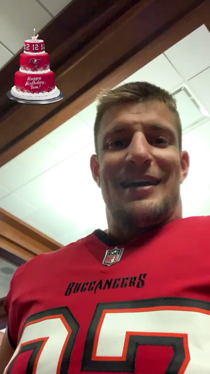  What better present than throwing the football to me?  Gronk wishes Tom Brady a happy 43rd birthday.  