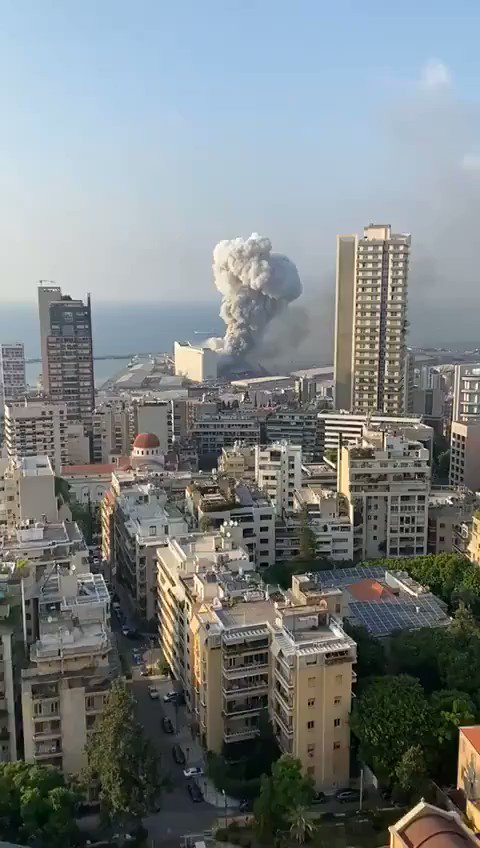 What looks like fireworks going off before the large explosion at the #Beirut port. #Lebanon https://t.co/D3PlidjjNA