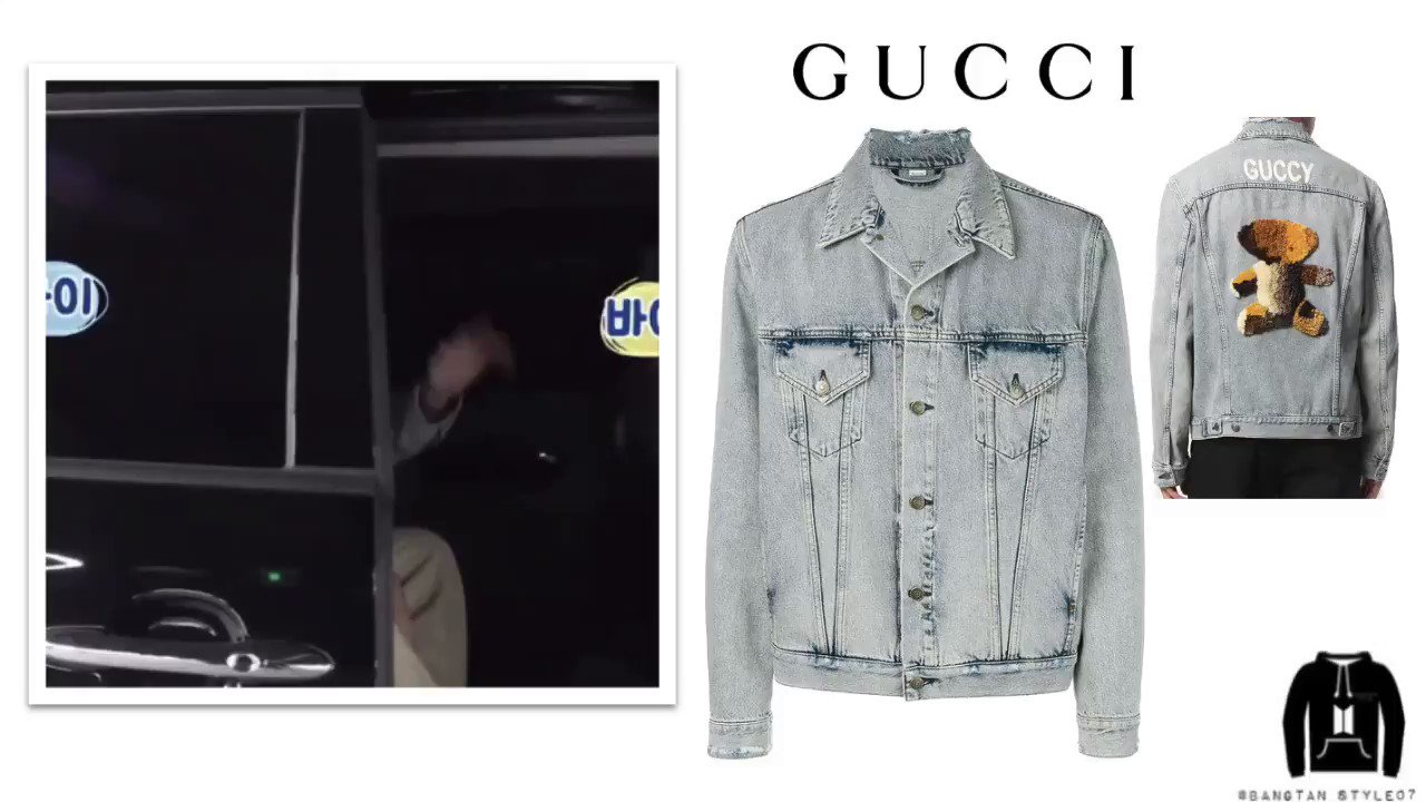 Gucci jeans jacket teddy bear deals