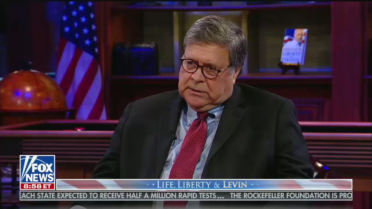 Bill Barr says that Trump "is an excellent executive" whose White House makes "well-vetted" decisions. He adds that that "I've never seen such energy. He's always working." https://t.co/Hd8x4VQURt