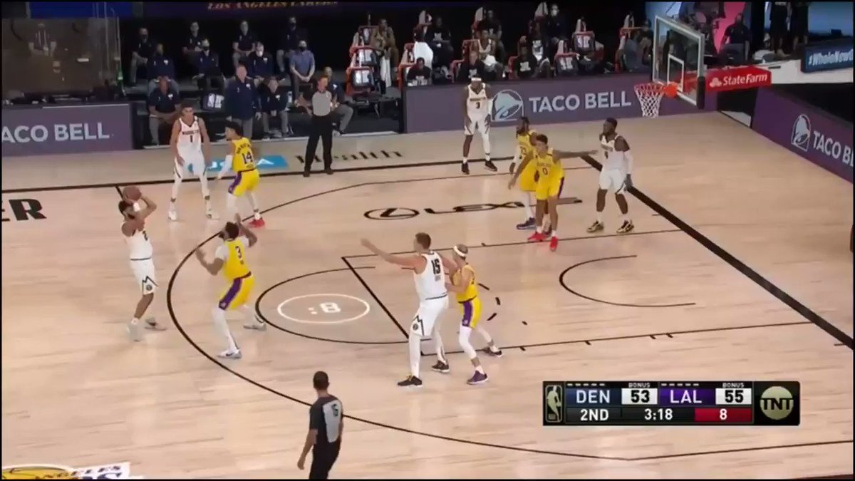 Nikola Jokic gets double in the corner and slings a pass to the opposite side of the court, where Torrey Craig retrieves it and drives baseline, missing the layup but Paul Millsap is there to put it in.
#Nuggets #MileHighBasketball https://t.co/Kf53XCkxzV