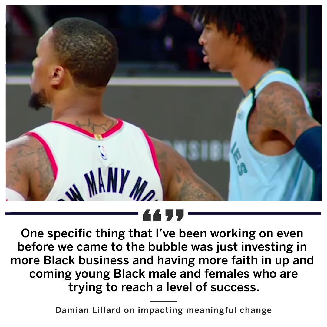 Damian Lillard may be pushing his team into playoff position but he’s also working to promote Black Businesses & amplify black voices. REAL TALK @Dame_Lillard https://t.co/C6m3RPJumK