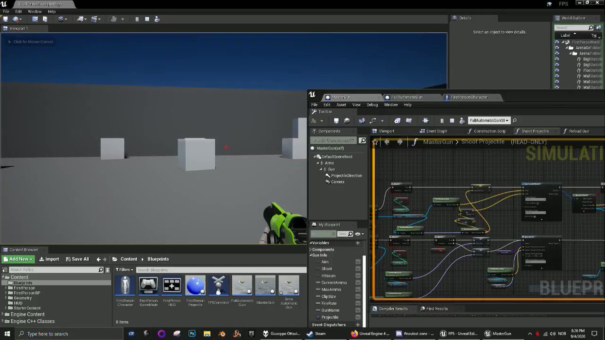 Added hitscan for the projectile, with impulse functionality # ...