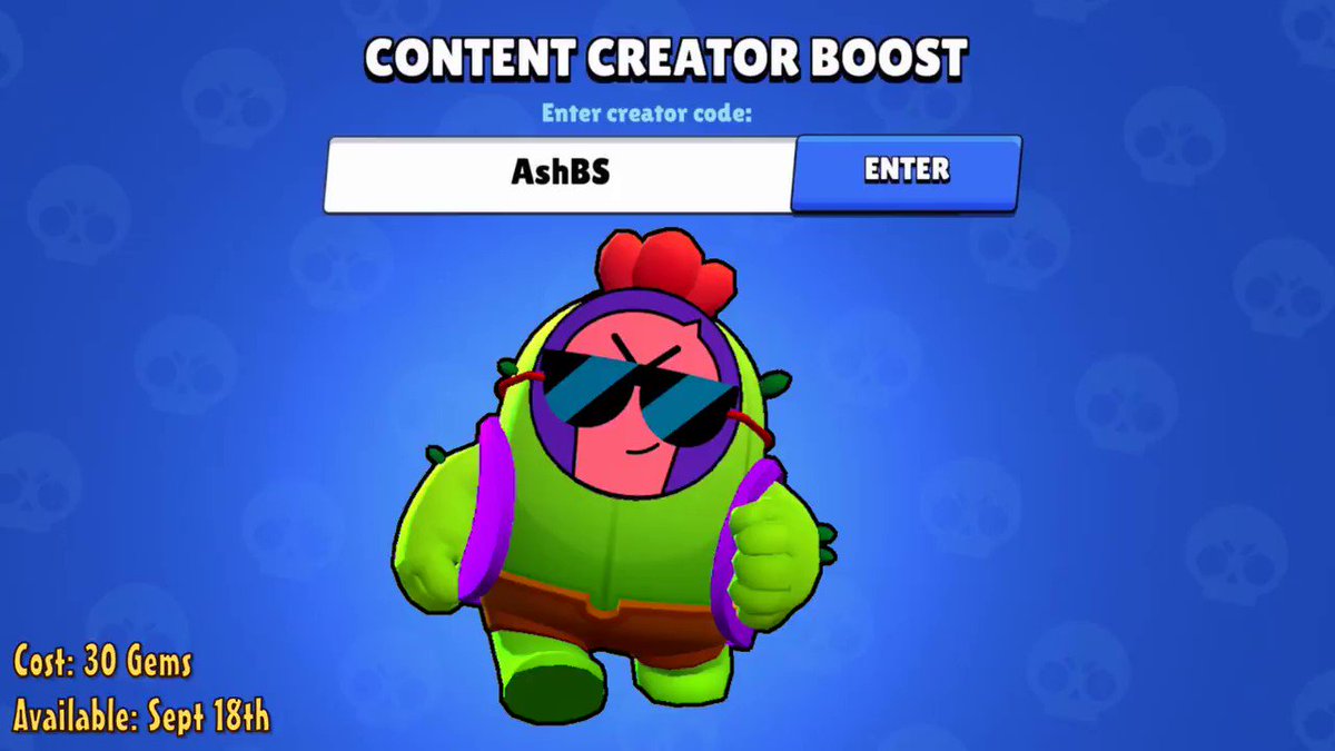 Code Ashbs On Twitter All Eight Of Spike S Masks This Skin Only Costs 30 Gems And Will Be Available On September 18th Brawlstars