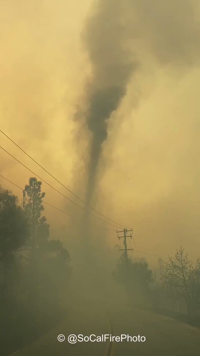 Extreme Fire-Nado (not an official term) convection winds created this throwing rocks and ash all around as it swept across Big Pines Hwy just now. Please contact for licensing any content. #BOBCATFIRE https://t.co/gcvUVMSq8y