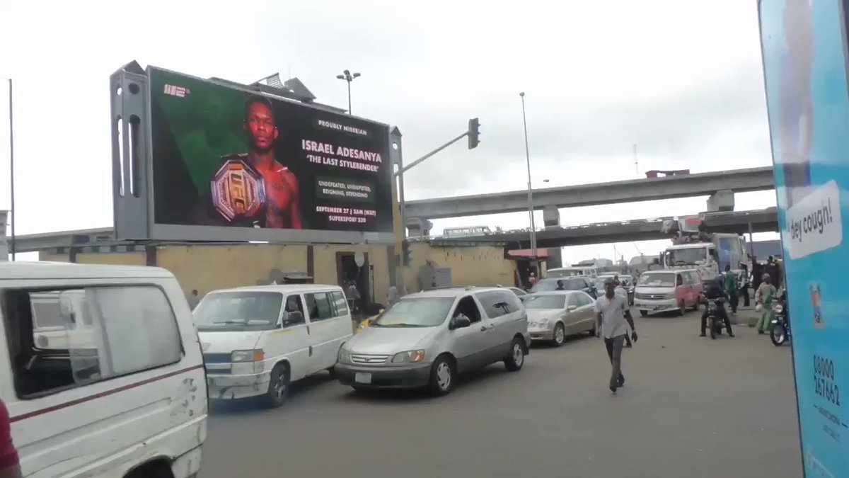 Israel Adesanya is getting love in his home country of Nigeria. Here is a billboard promoting his title fight this weekend. https://t.co/rpwOBlRiLh