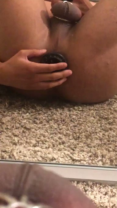 Half an hour with the stretching plug. Have to stay gaped and ready for cocks and fists. #anal #fisting