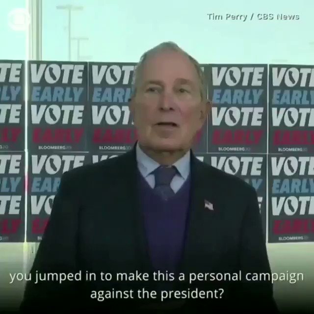 Ouch!!..This is the greatest "one liner" against Trump ever produced by anyone anywhere at anytime!.... This is Bloomberg at is fiery best! Omg...he just humiliated Trump in the worst way! https://t.co/m0vCAaPCaP