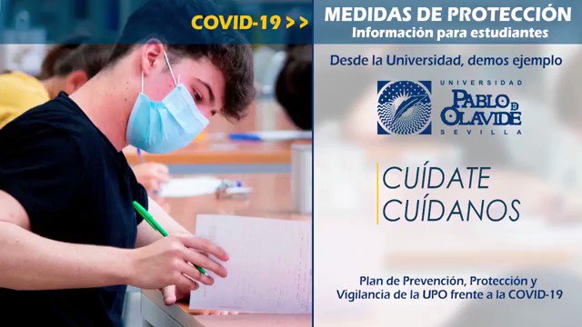 La responsabilidad de todos y todas es fundamental para protegernos de la #COVID19
'Cuídate, Cuídanos' 👉 Plan de Prevención, Protección y Vigilancia de la #UPO frente a la COVID19
#coronavirus #Protección #SoydelaUPO
Vía @pablodeolavide https://t.co/RTL4nB0zyz