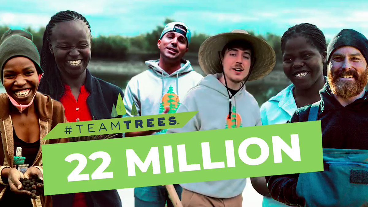 The planet thanks you, @MrBeastYT & @MarkRober. #TeamTrees. Happy birthday @teamtreesofficl 🌲🌲
