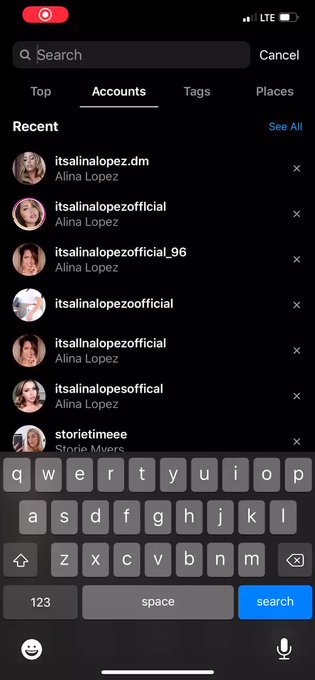 This is how fucked Instagram is. When I search my name from an alternate account, it shows dozens of