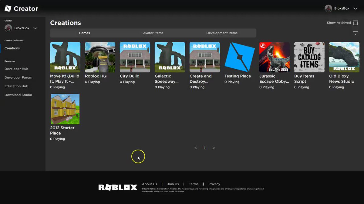 Bloxy News On Twitter The Brand New Roblox Creator Dashboard Soon To Be Replacing The Develop Page Is Now In Beta Testing On This Brand New Page You Can View All - roblox starter place all items