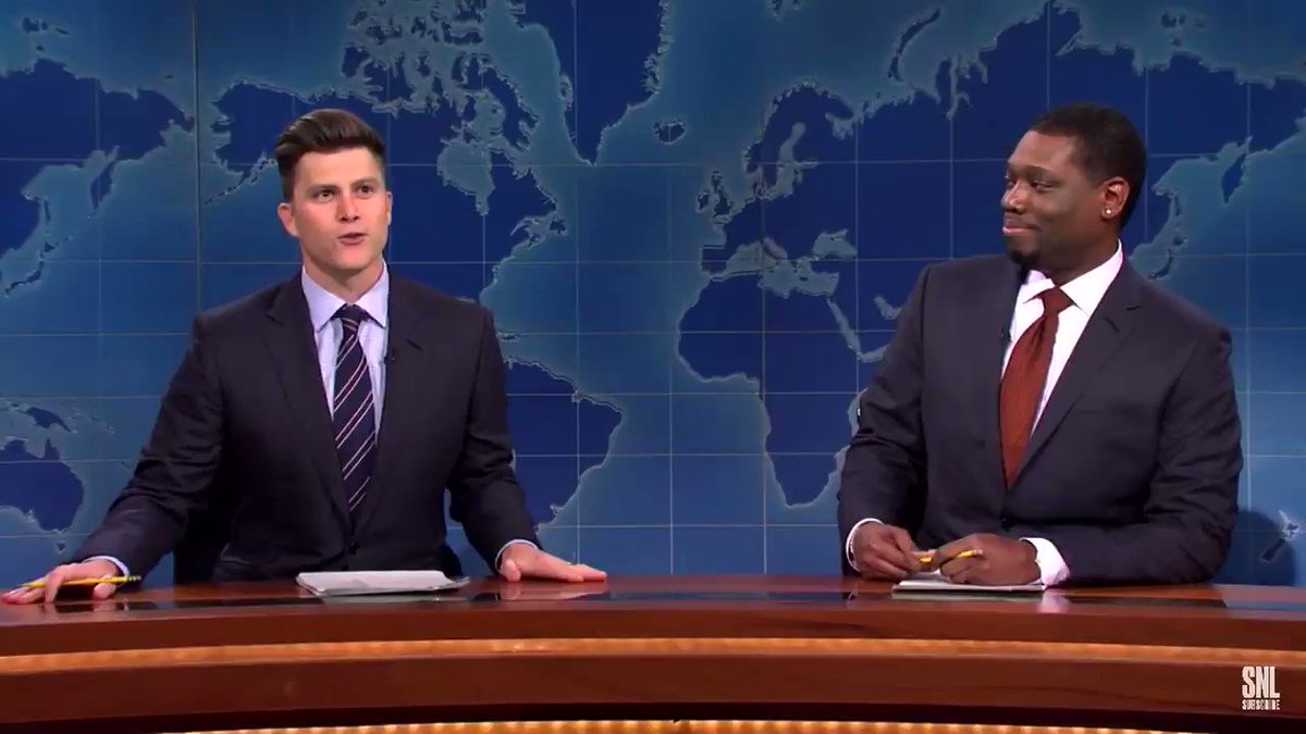 RT @susanwise42: Possibly the best weekend update I’ve ever seen. Colin Jost nailed it tonight!!
#snl https://t.co/CeBpK88JE8
