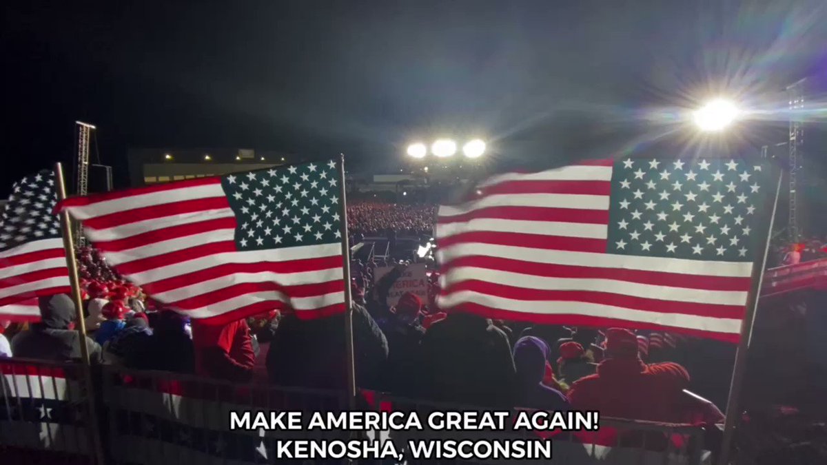 Happening Now! President @realDonaldTrump’s #MAGA🇺🇸🦅Rally is underway in Kenosha, Wisconsin! Take a look from above, and get out tomorrow, and VOTE for @realDonaldTrump & @Mike_Pence! https://t.co/zqgeZML9Hf https://t.co/kaLzVOpiAg
