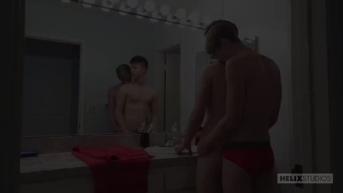 Beautiful twink Kyler Ash is brushing his teeth when Stefan Nash walks in and thinks something else would