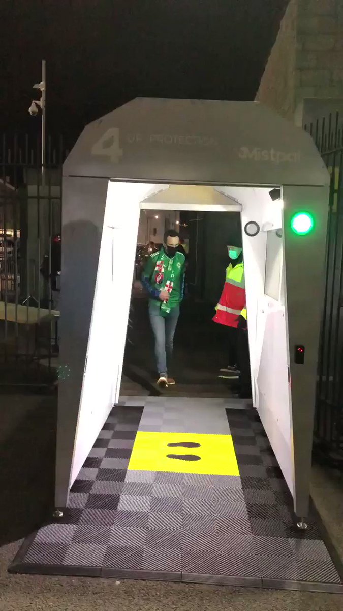 The ‘disinfecting pod’ here at Windsor Park welcomes some of the 1000 Northern Ireland fans allowed inside for tonight’s huge Euro qualifying play-off final v Slovakia. https://t.co/l7XhDAc8Kx