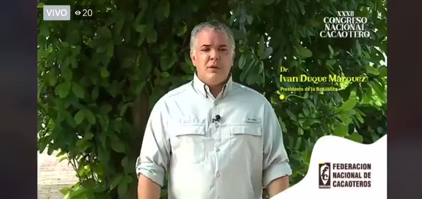 🍫El #cacao es una oportunidad para la Legalidad, el Emprendimiento y la Equidad, afirmó el Presidente @IvanDuque en el marco del XXXII Congreso Cacaotero. Expandir su mercado en el mundo es prioridad de este Gobierno @fedecacao #JuntosPorElCampo @MinAgricultura #UpraColombia https://t.co/ZQ8nDPLtG0