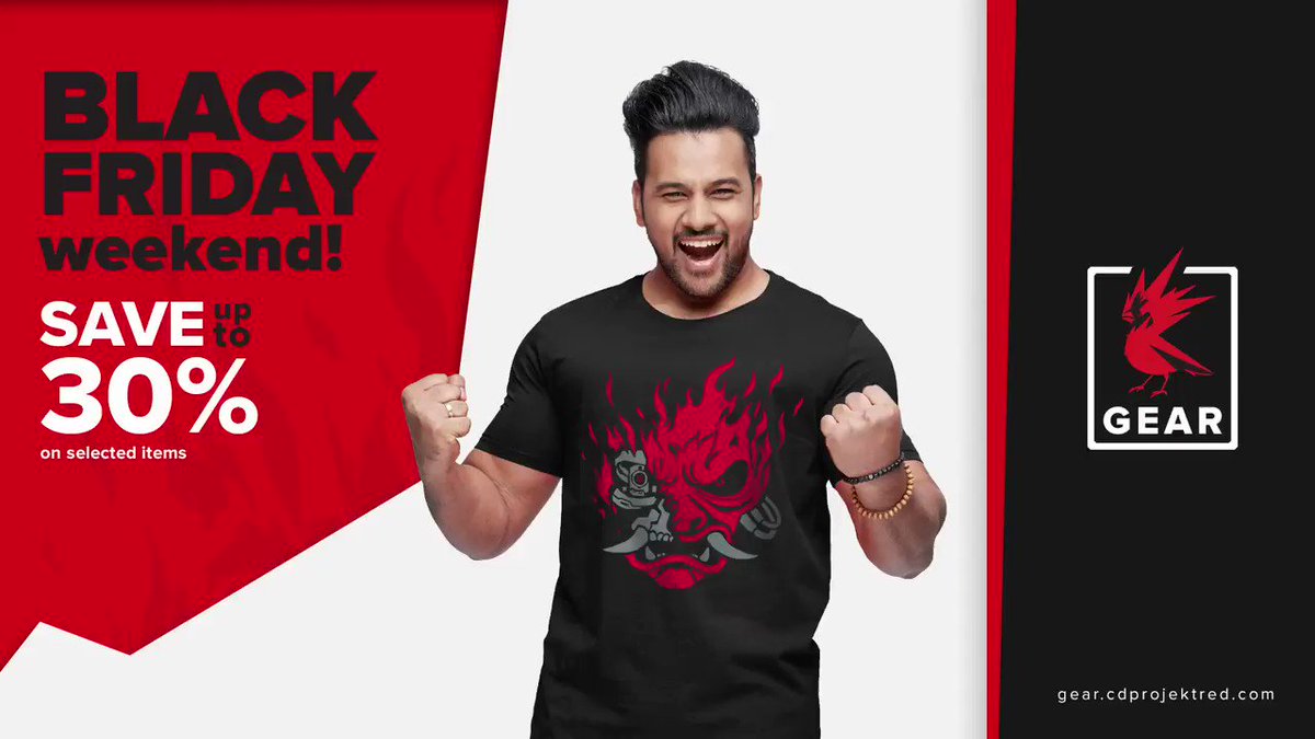 Check out #Cyberpunk2077 merch at #CDPRgear – this weekend, selected products are up to 30% off!
👉 https://t.co/tSeMiXaxVC
#BlackFriday https://t.co/yOFufPuWBH