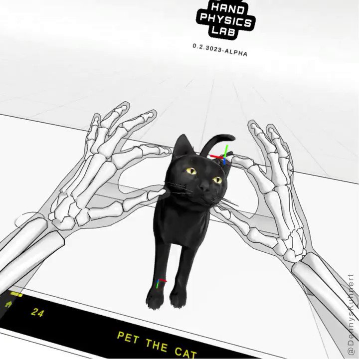 Кошка в VR, которая реагирует на прикосновения