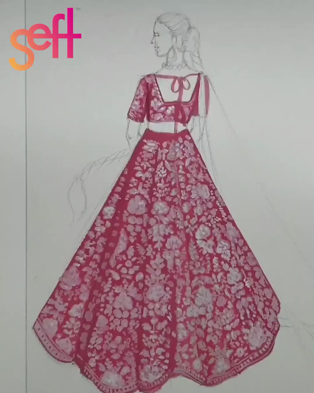 How to Draw a Bride in Lehenga ll Mandala art for Traditional Bride ll Girl  Drawings | Dress sketches, Fashion design sketch, Girl drawing