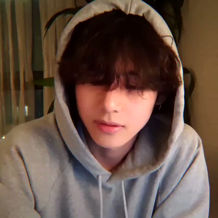taehyung in grey hoodie