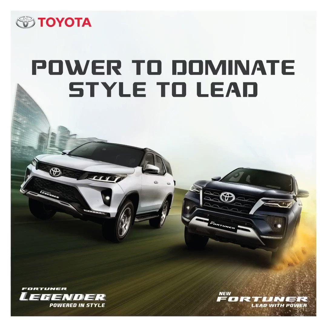 The new Legender and Fortuner has everything you want. Power-packed engine, connectivity features, plush seating and 8.0 touchscreen audio are just some of them.
Visit: https://t.co/0BFxesvXwo
#PoweredInStyle #PowerToLead #NewFortuner #FortunerLegender #Toyota #ToyotaIndia https://t.co/GOKhBQKS0u