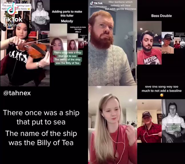 The Hoarse Whisperer (@TheRealHoarse) on Twitter photo 2021-01-12 14:09:53 One of the cool things about TikTok is the way people can “duet” someone else’s video and build on it. There’s a sea shanty trend going on over there. It started with one guy singing. Then someone ‘dueted’ his vid... then someone ‘dueted’ that one, etc. One of the cool things about TikTok is the way people can “duet” someone else’s video and build on it. There’s a sea shanty trend going on over there. It started with one guy singing. Then someone ‘dueted’ his vid... then someone ‘dueted’ that one, etc.