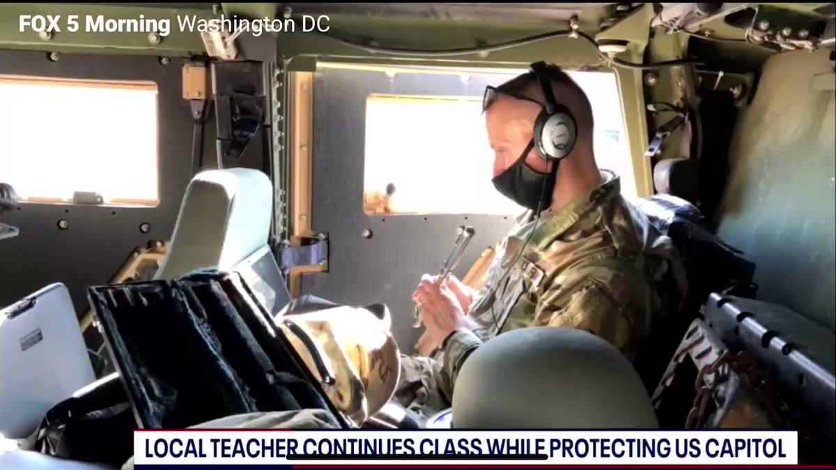 Steve Chenevey FOX5 (@stevechenevey) on Twitter photo 2021-01-15 16:23:33 This National Guardsman is still teaching his Fairfax County students while protecting Washington DC. “Some kids are shocked at the uniform but we talk through it” This National Guardsman is still teaching his Fairfax County students while protecting Washington DC. “Some kids are shocked at the uniform but we talk through it”