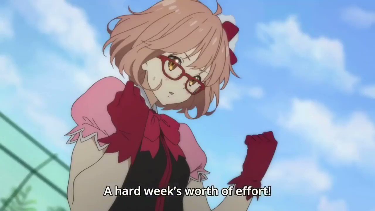 𝙼𝚊𝚛𝚒𝚊 on X: Kyoukai no Kanata (Beyond the Boundary) literally was  like: We have THE budget, watch us make an IDOL filler episode using a  full song. 🤣 1 season 12 episodes