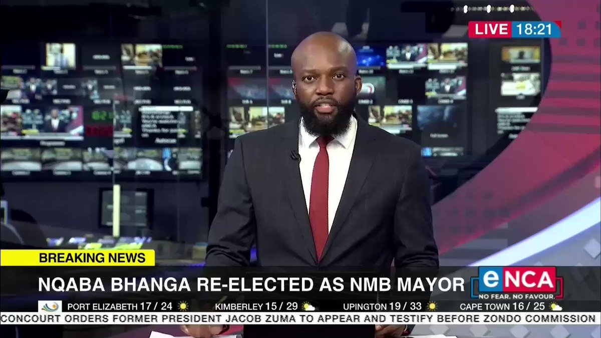 Nqaba Bhanga has been re elected as Nelson Mandela Bay Mayor. eNCA Courtesy DStv403