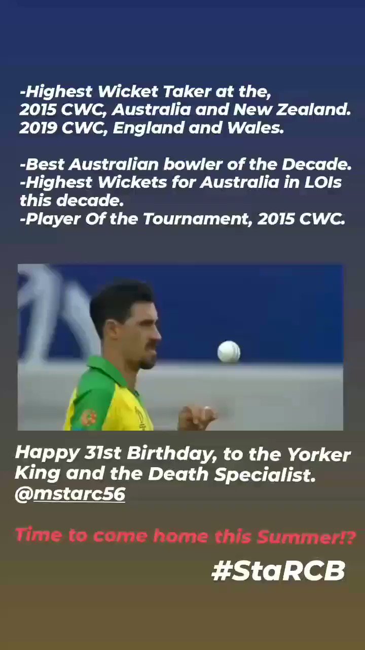 Happy Birthday Mitchell Starc.  this summer, on my knees.  