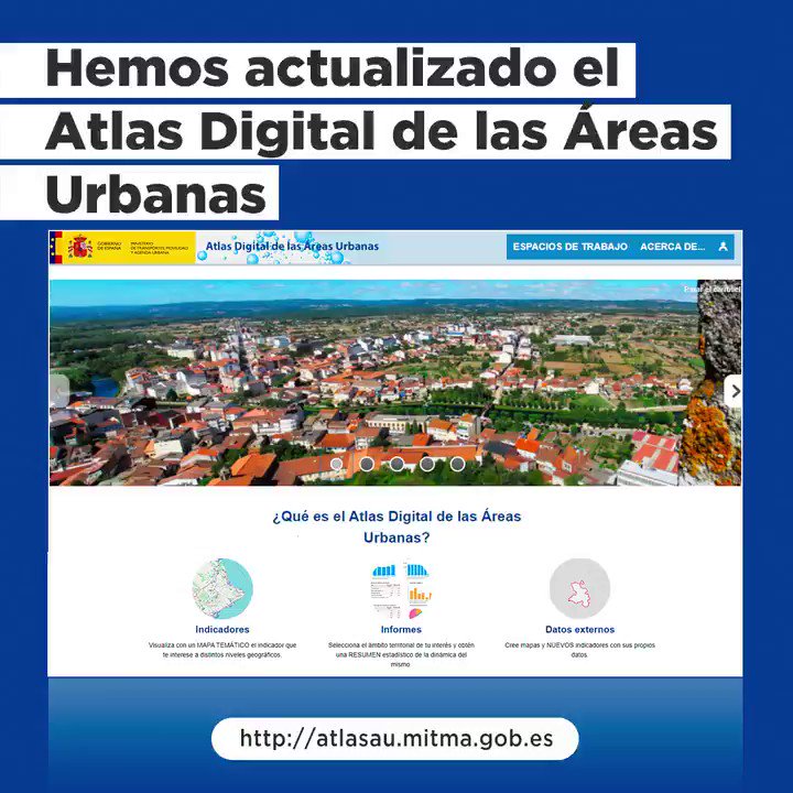 Ministerio Transportes, Movilidad y A. Urbana в Twitter: „Ya está disponible en nuestra web la actualización del Atlas Digital de Áreas Urbanas👉https://t.co/hiu3AfXQGv Ofrece más de 600 indicadores: ✓ El 82,4% de la