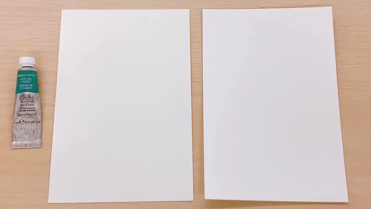 ウィンザー&ニュートン【公式】 on Twitter: "プロフェッショナルウォーターカラー コバルトグリーンで2種類の紙の塗り比べ。 lt;中目編gt; 左 コットマン水彩紙 パルプ100% 右 プロフェッショナル水彩紙 コットン100% Twitter ウィンザー&ニュートン ウィンザー&ニュートン プロフェッショナルWC 5mL 184(8840309) コバルトグリーン 18801184