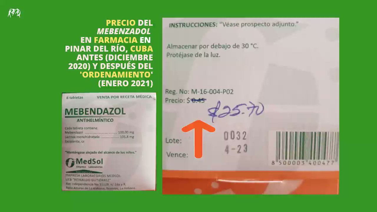 Precio de mebendazol de 500