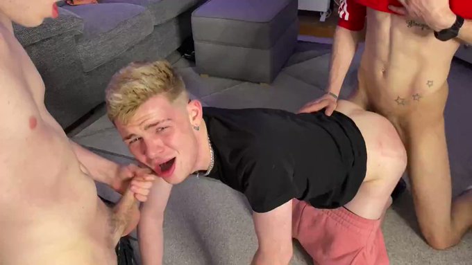 After rearranging @reecemckenzieuk’s insides with our bareback dicks, @gaytwink0001 & myself ram our