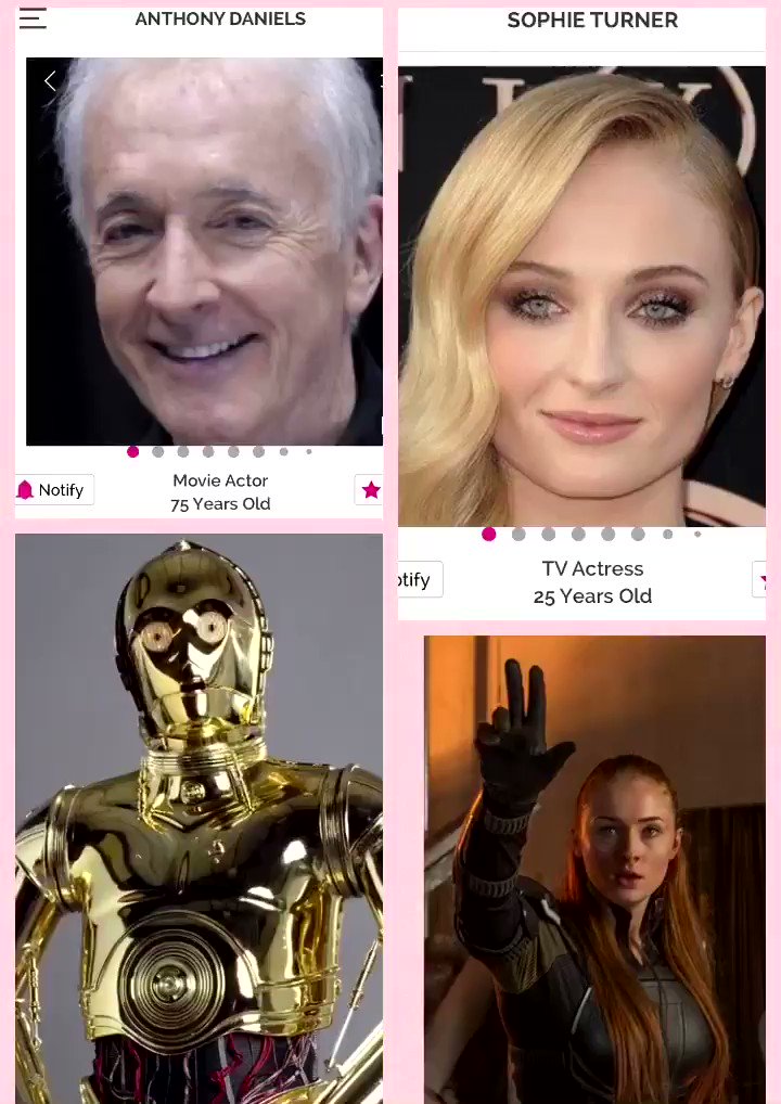 Happy Birthday C3PO and Jean Grey 
Anthony Daniels and Sophie Turner  