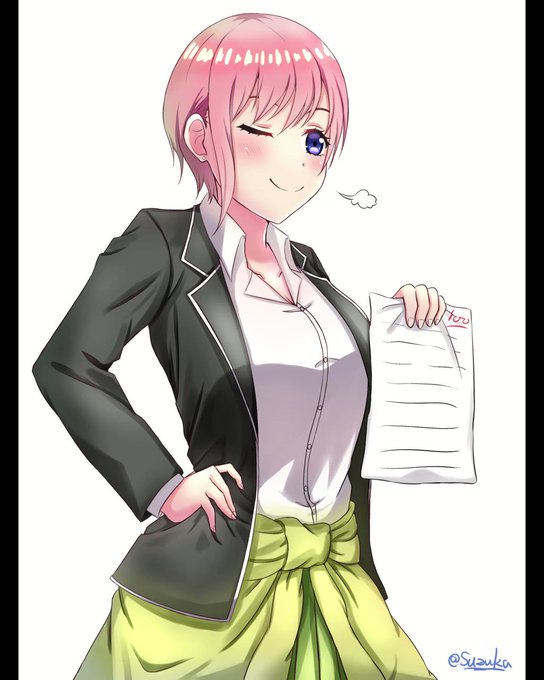 Suzuka/スズか@絵仕事募集中さんがTwitterに投稿した中野一花(五等分の花嫁)のイラスト。