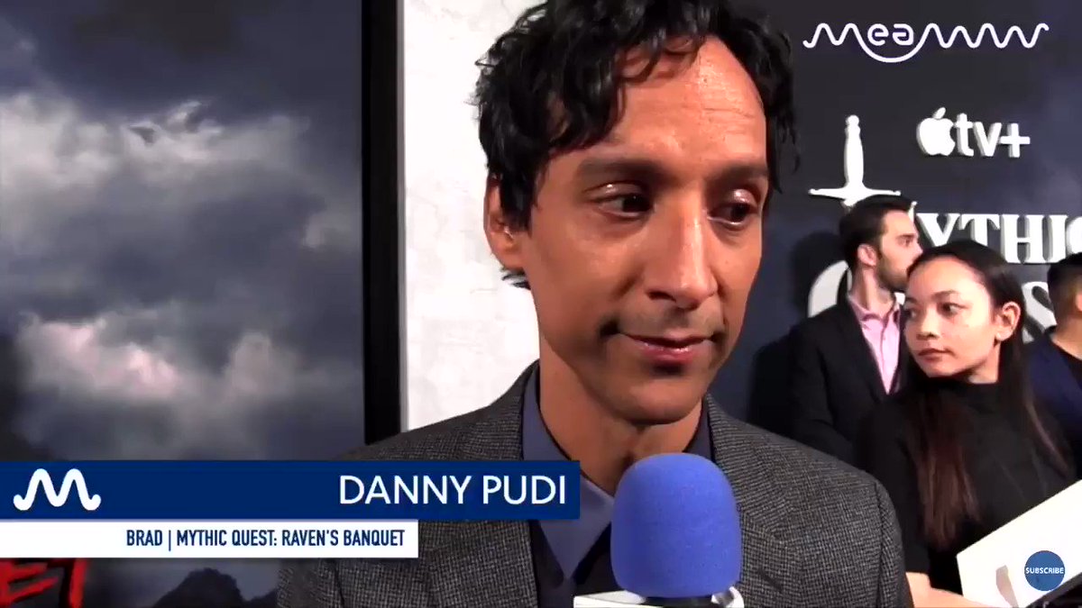 wow danny pudi meows at mythic quest red carpet #GoldenGlobes this is so funny just like larry king larry im on ducktales interview also community that is also funny haha https://t.co/VHyzE0lDtk