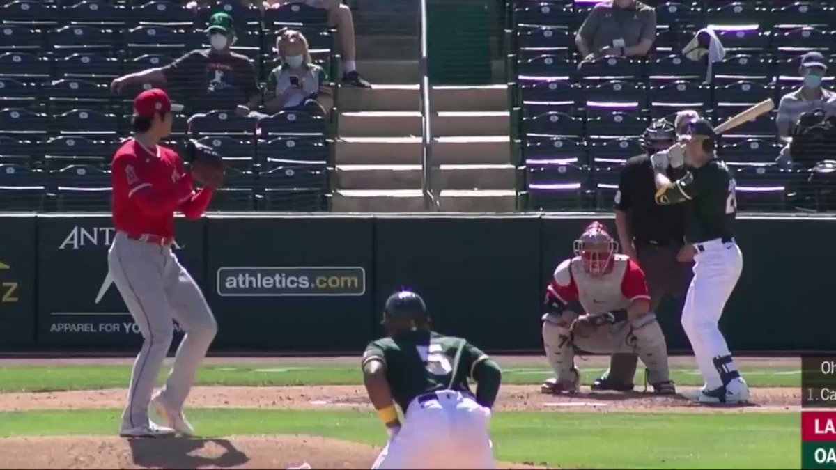 Ohtani with 5 K’s today. Hit a ball 440 feet over the batters eye two days ago. https://t.co/g39fkO04rm