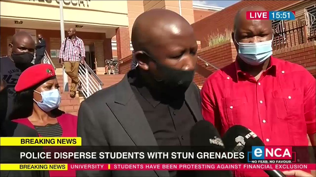 EFF leader Julius Malema addresses the media following his court appearance. DStv03 eNCA