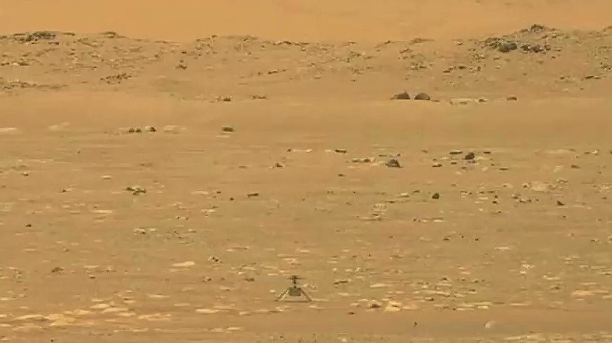 A. helicopter. flew. on. Mars. today.
Here's a quick close-up / sharpened view
Well done @NASAPersevere #Ingenuity https://t.co/QcscKeNwLl