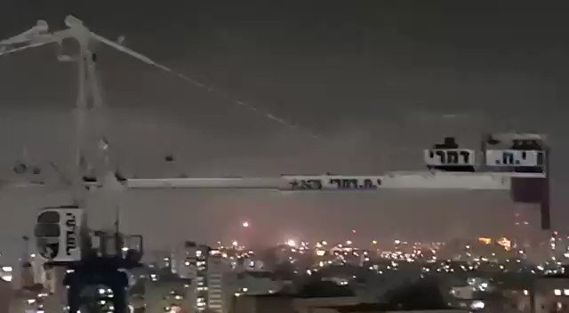 Incredible: WATCH as Israel's Iron Dome air defense system intercepts multiple Palestinian rockets fired from Gaza toward the Israeli city of Ashkelon tonight. https://t.co/p6P7OFopUB