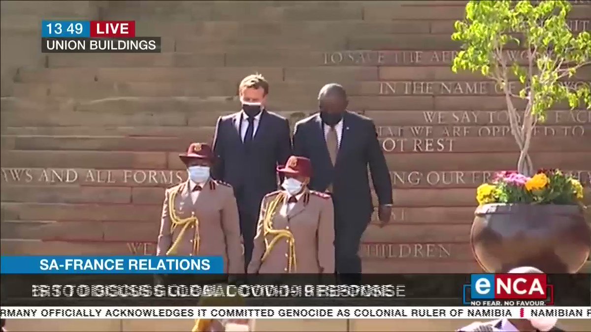 President Cyril Ramaphosa and his French counterpart Emmanuel Macron are meeting in Pretoria. Courtesy DStv403