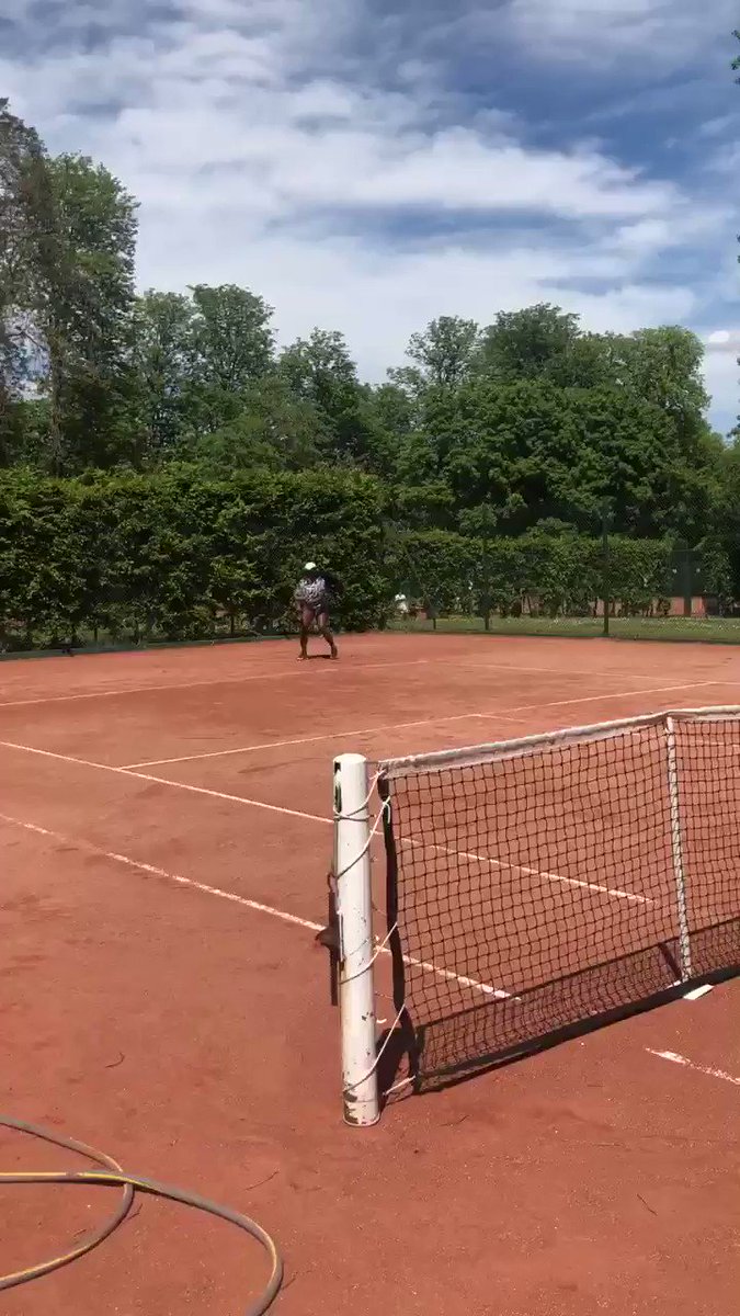 #haileybaptiste nice forehand practice in #StadeFrancais. Plenty of potential!